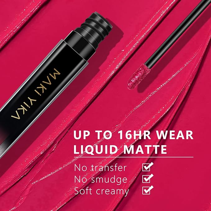 MAKI YIKA Magenta Lipstick for Women Color Stay Long Lasting Lipsticks, No Smudge Matte Liquid Red Lipstick Transferproof Cruelty-Free Lip Color | Magenta
