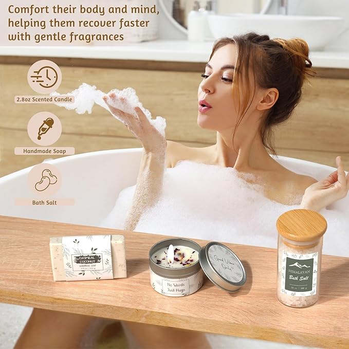 Get Well Gifts for Women - Feel Better Gift Baskets for Women After Surgery, Cancer Care Gifts for Friend, Sick Chemo Care Package, Encouraging Thinking of You Wellness Box For Her, Hug in A Box Gift