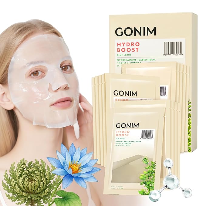 GONIM Face Mask Korean Skin Care with Hyaluronic Acid Serum, Collagen Activation, Vitamin C-Face Masks Skincare Hydration, Moisturizing Sheet Mask, Travel Essentials, Korean Face Mask 30ml x15pcs