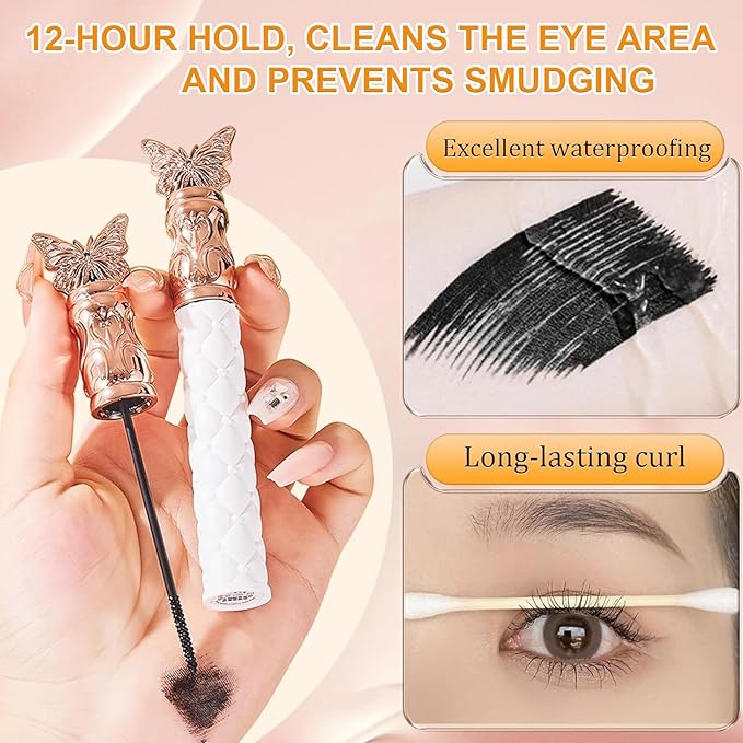 2Pcs Filterseed Mascara,Tubing Mascara Lengthening,Thick, Curling,Waterproof, Sweat-proof, Lengthening, Non-smudged
