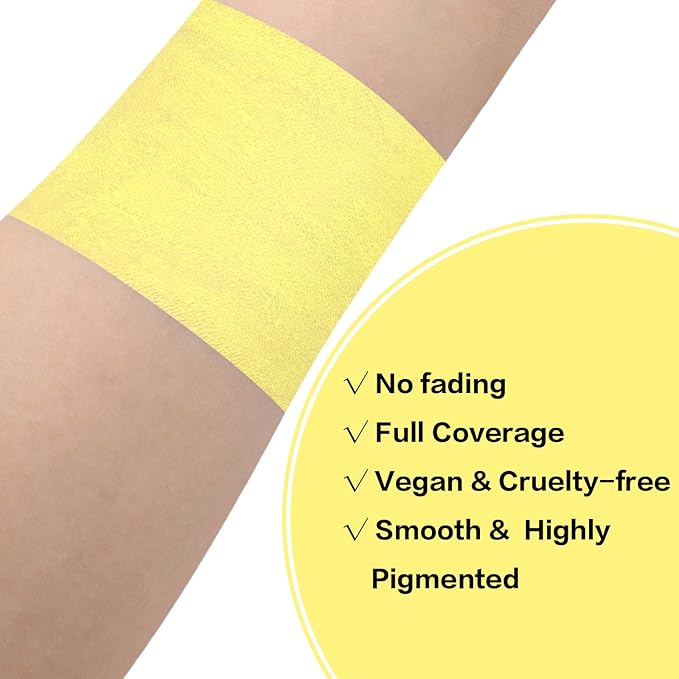 BADCOLOR Yellow Face Body Paint Stick, Full-Coverage Eye Black Sticks for Adults Children, Hypoallergenic Face Painting Kit for Halloween SFX Lion Tiger Minions Stage Cosplay Costume Party