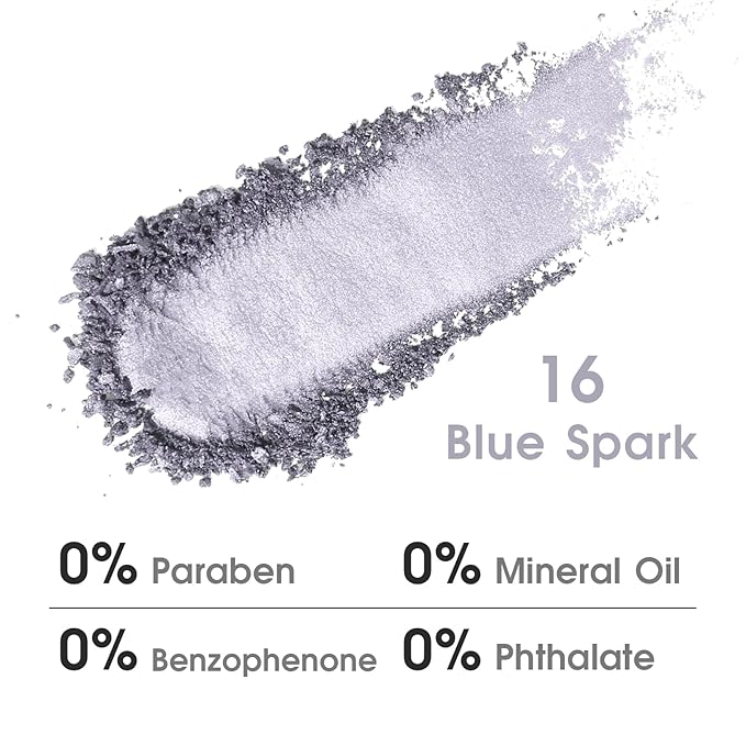 UCANBE Blue Spark Single Eyeshadow Palette, Highly Pigmented Shimmer Eye Shadow Powder, Professional Long-Lasting Waterproof Makeup Palette