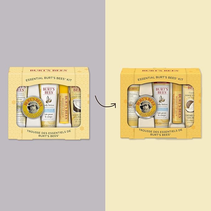 Burt's Bees Gifts Ideas - Essential Everyday Beauty Set, 5 Travel Size Products - Deep Cleansing Cream, Hand Salve, Body Lotion, Foot Cream and Lip Balm