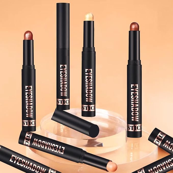 Warm Brown Eyeshadow Stick Shimmer Eyeshadow Pencil Crayon, Hypoallergenic Waterproof Long Lasting Eye Shadow Stick Makeup, Women Multi-Dimensional High Pigment Eye Highlighter Pen(12#)
