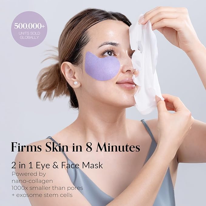 Syn-Ake 2-in-1 Eye & Face Masks Skincare, 100nm Collagen Face Mask for Improves Cheek Contour, Anti-Wrinkle and Firming, Infused with Birch Sap, Water-Free Korean Face Mask Sheet, 5sets
