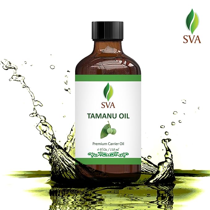 SVA Tamanu Oil - 4 Fl Oz – 100% Natural Cold Pressed Tamanu Oil - for Face, Skin Care, Hair Care, Scalp Massage & Body Massage – Carrier Oil with Dropper
