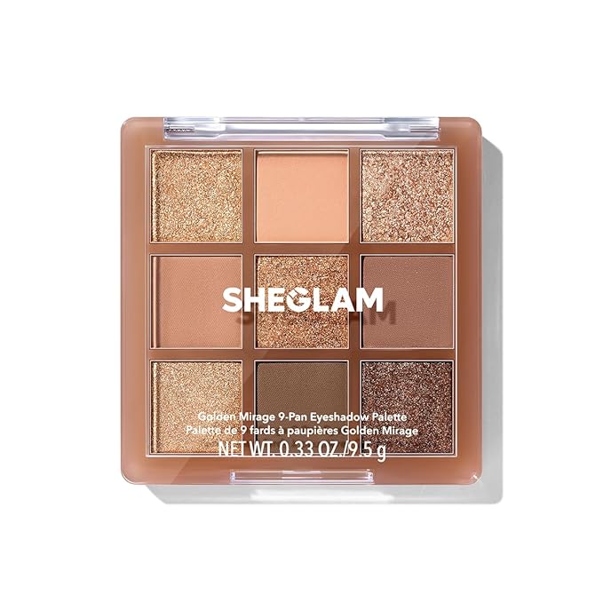 SHEGLAM Eyeshadow Palette 9-Color Ultra-pigmented Shimmer & Matte Shades, Vegan & Cruelty-free-Golden Mirage