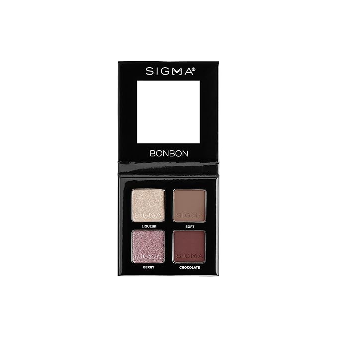 Sigma Beauty Quad Eyeshadow Palette – Makeup Eyeshadow Quad with a Buttery Soft Formula and Buildable, Blendable Shades for a Flawless Eye Look, Designed for All Day Wear (Bonbon)