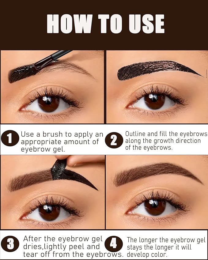 Peel Off Eyebrow Gel Kit,2Pcs Gray Brown Tattoo Eyebrow Tinting Gel Easy Peel Off Tinted Eye Brow,Waterproof Long-lasting Up to 3 Days for Women Natural Brows Defined&Fuller Eyes Makeup Gift Set-03