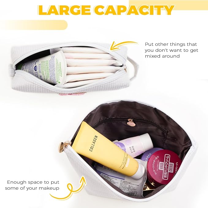 Gifts for Girls Teens Kids - Birthday Gift for Daughter Sister Her,Travel Essentials,Teen Girl Essentials,Cute Trendy Stuff Makeup Bag Set Cosmetic Bag - White,S