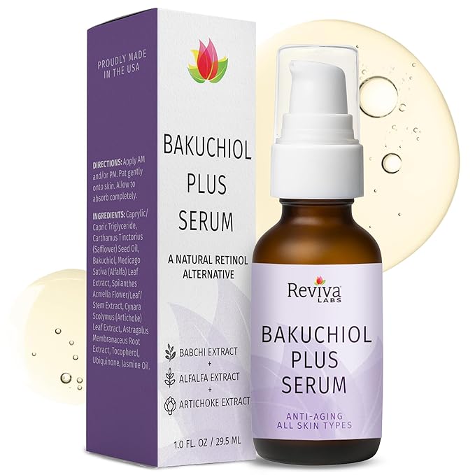 Reviva Labs Bakuchiol Serum – Natural Retinol Alternative Serum for Face with Alfalfa & Artichoke Extract – Hydrating Vegan Formula for Smoother, Firmer, Radiant-Looking Skin – 1 Fl Oz