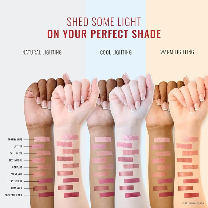 Runway Rogue Silk Glam Liquid Lipstick, Long Wear Frosted Pale Golden-Nude Lipstick, ‘Couture’