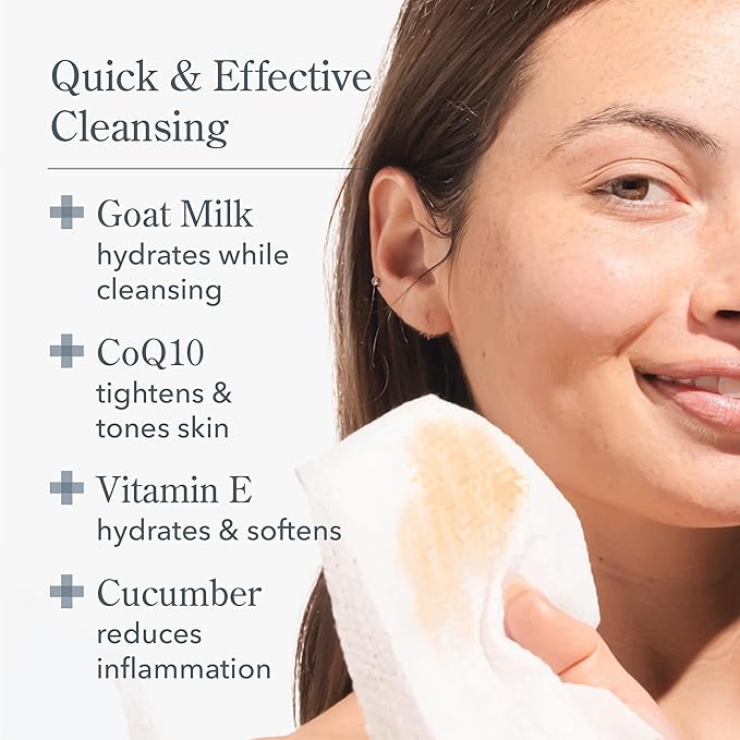 Beekman 1802 Face & Body Wipes, Vanilla Absolute - Scented - 30 Count - Cleanses Dirt & Makeup - With Goat Milk, Aloe & Vitamin E - Alcohol Free, Biodegradable - Good for Sensitive Skin - Cruelty Free