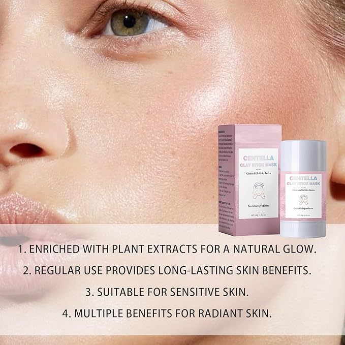 Centella Clay Stick Mask, Purifying Clay Face Mask for Blackhead Remover & Pore Cleanser, Oil Control Moisturizing & Soothing Cleansing Facial Mask Skin Care, For All Skin Types