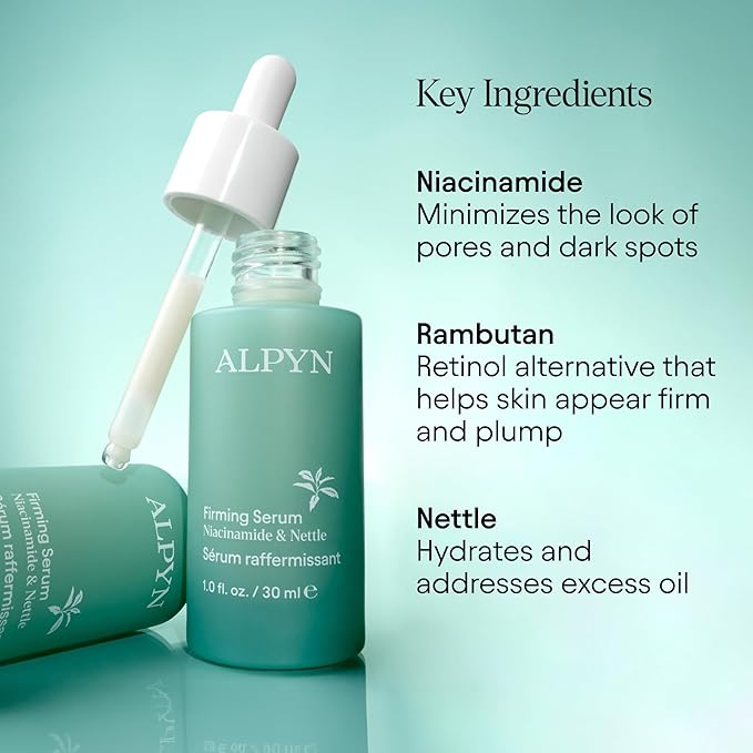 Alpyn Wild Nettle & Niacinamide Firming Serum | Visibly Smooth, Plump, & Moisturize | Reduce the Look of Fine Lines & Pores - For All Skin Types | 1 oz / 30 ml