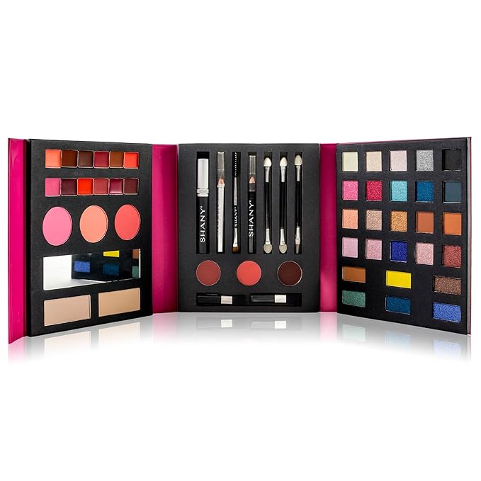 SHANY Original Beauty Book Makeup Set All in one Travel Make up Kit - 35 Colors Eyeshadow, Eye brow, blushes, powder palette, Lip Colors, Eyeliner pens & Cosmetics Mirror - Gift Set