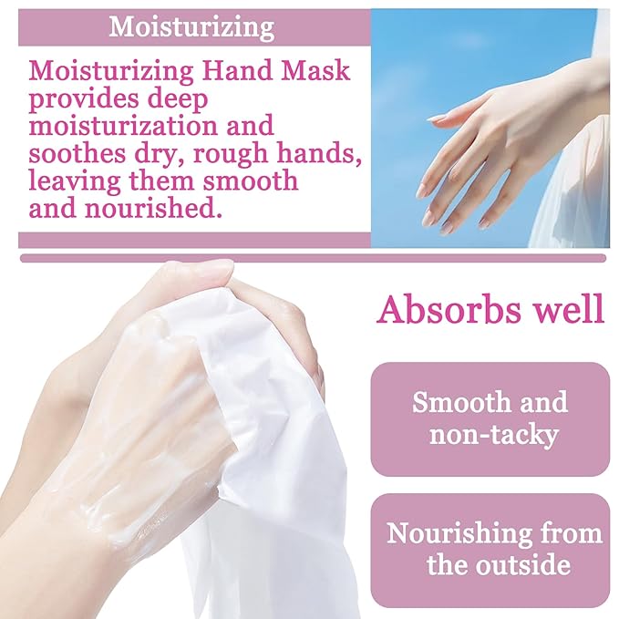 Hydrating Hand Masks, 6PCS Hand Mask Moisturizing Gloves for Men Women, Smooth Long Lasting Soft Exfoliating Hand Peeling Spa Mask Moisturizer Beauty Gift Set for Dry Cracked Rough Dull Hands（K)