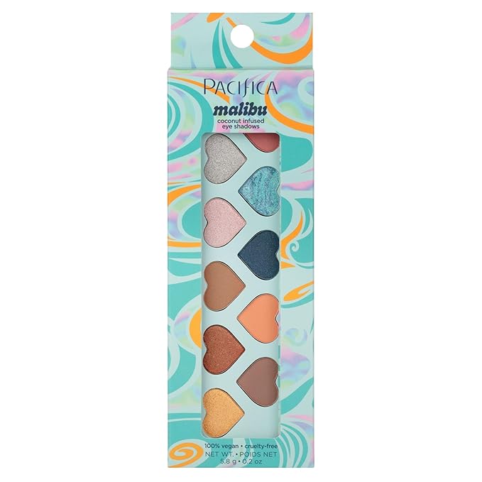 Pacifica Eyeshadow Palette – Malibu Mineral Eyeshadow, Blendable Neutral Shades with Velvet Matte, Shimmer & Metallic, Cocoa Butter Infused, Talc-Free, Vegan & Cruelty-Free, 0.24 oz (10 Shades)