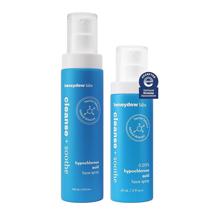 Honeydew Labs Hypochlorous Acid Spray – HOCl Face & Body Mist for Acne, Eczema & Irritation – Multi-Purpose Skin Repair – Eyelid Cleanser, Post-Workout/Procedure, Scalp & Sensitive Skin (2 oz+6.8 oz)