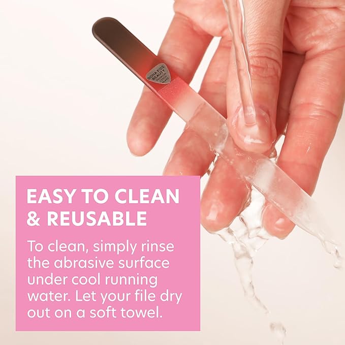 Bona Fide Beauty Czech Glass Nail File for Natural Nails (Black Red), 1Pc Crystal Nail Filer with Case Made in The EU