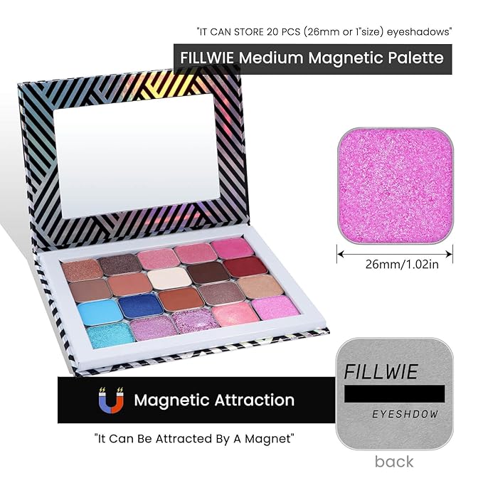 Chameleon Single Eyeshadow,Soft Pink-White,Pressed Powder,High Pigment,Smudge-Proof, Smooth Blend, All-Day Wear,Square Pan,Fits Magnetic Palettes(Opal Kiss)