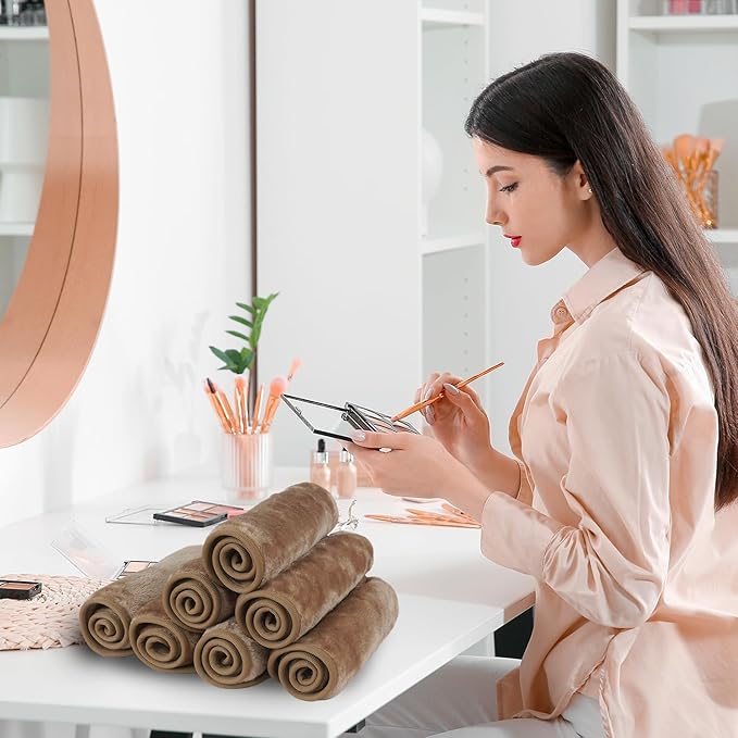 Nugilla Makeup Remover Cloths, 8 Packs Makeup Remover Towels Reusable Face Wash Cloth, Soft Microfiber Face Cloth for Women(Light Brown)