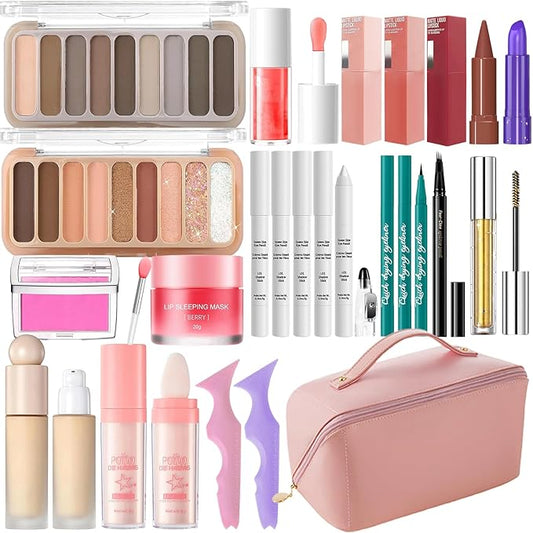 Ponhey All In One Makeup Kit For Woman Girls Teens, Makeup Gift Set for Beginners Teenager with Eyeshadow Lipstick Mascara Portable Cosmetic Bag