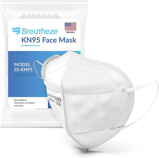 Breatheze KN95 Face Masks Made in USA - Face Masks Disposable KN95 Mask - FDA Registered Masks