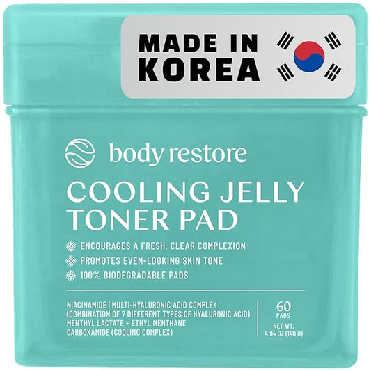 Body Restore Niacinamide Toner Pads – Christmas Stocking Stuffers, White Elephant, Korean Skin Care, Face Wipe with Hyaluronic Acid, Travel Essentials, Birthday Gifts for Women, Men – Cooling Jelly
