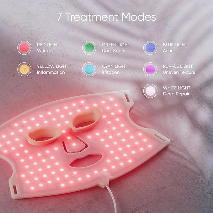 Nanoleaf FDA-Cleared LED Face Mask with 7 Light Therapy Modes - Professional Red, Blue & NIR Light Treatment Device for Wrinkles, Acne & Skin Rejuvenation - 432 LEDs, Rechargeable