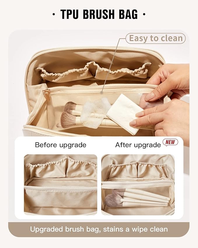 EACHY Travel Makeup Bag,Large Capacity Cosmetic Bags for Women,Waterproof Portable Pouch Open Flat Toiletry Bag Pattern Makeup Bag