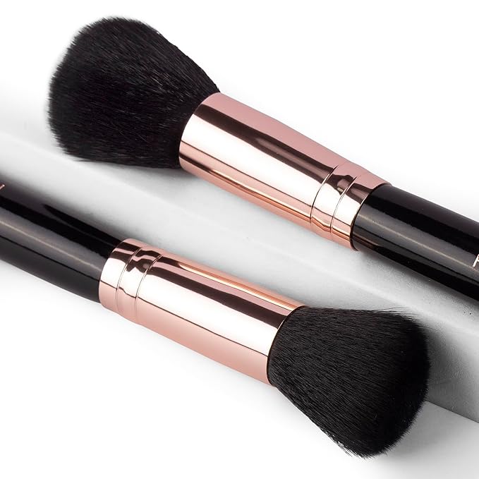 Real Perfection Makeup Brush Set 16 Pcs with 1 Eyebrow Razor Premium Synthetic Foundation Powder Concealers Eyeshadow Blush Makeup Brushes Make up Brushes Kit (Black)