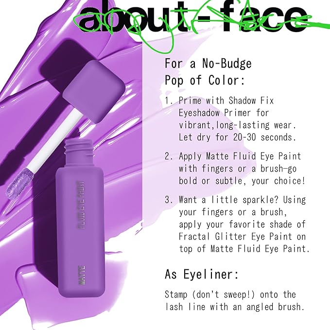 about-face Matte Fluid Eye Paint New Karma – High-Pigment Liquid Eyeshadow, Long-Lasting, No-Budge Matte Finish, Vegan & Cruelty-Free (Bright Purple)