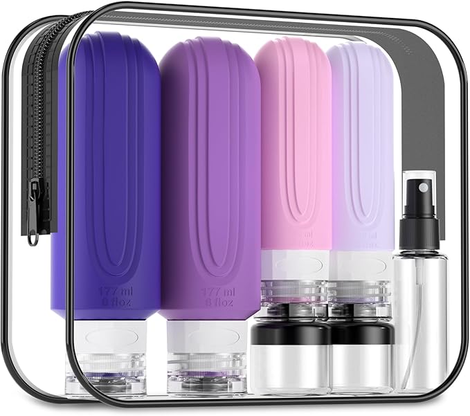 16 Pack Travel Bottles for Toiletries, Oversize 6oz Silicone Travel Containers jar for Toiletries, Leak Proof Refillable Liquid Shampoo And Conditioner Travel Essentials toiletry Bottles