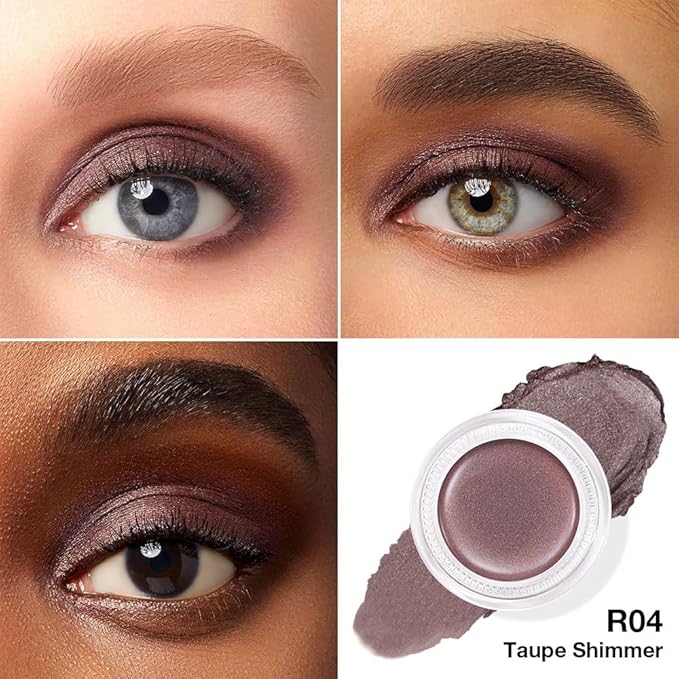 evpct Single Cream Eye Shadow Palette Pot Makeup for Older Women, Taupe Mauve Shimmer Glitter Metallic Monochrome Cream to Powder Eyeshadow Palette Eye Brightener, High Pigment Waterproof Blendable