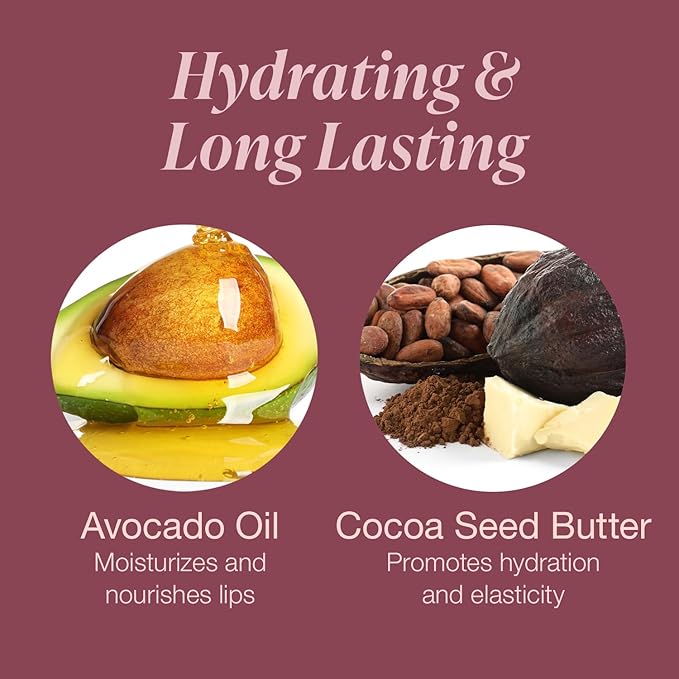 Mineral Fusion Long-Lasting Lipstick, Vivid & Smudge-Free Lip Color with Avocado Oil, Cocoa Seed Butter, Free of FD&C Dyes, Paraben and Gluten, Rose Sangria