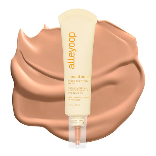 Alleyoop Sunsational Tinted Moisturizer SPF 50 for Face Broad Spectrum – 100% Mineral Face Sunscreen with Jojoba, Hydrating & Soothing Tinted Sunscreen, Vegan & Cruelty-Free (Shine)