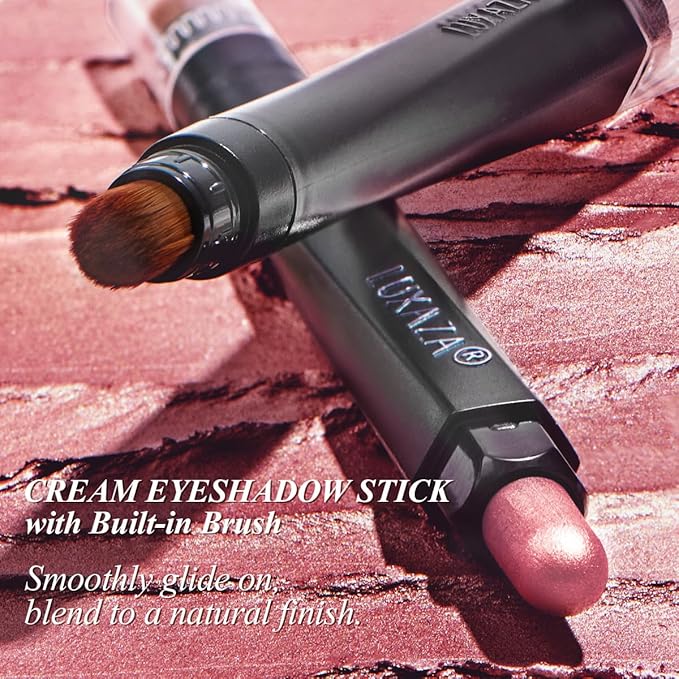 Red Eyeshadow Stick Makeup Set 10PCS, Neutral Shimmer And Matte Cream Eye Shadow Palette, Metallic Bronze Smoky Eyeliner Brightener Crayon Pencil Kit, Ideal Gift for Women -Cashmere Blush