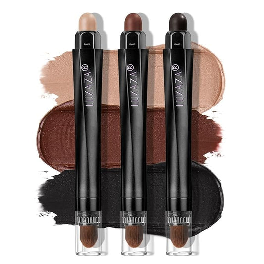 Brown Eyeshadow Stick Makeup Set 3PCS, Neutral Shimmer And Matte Cream Eye Shadow Palette, Metallic Bronze Smoky Eyeliner Brightener Crayon Kit, Ideal Gift for Women -Cocoa Island Matte
