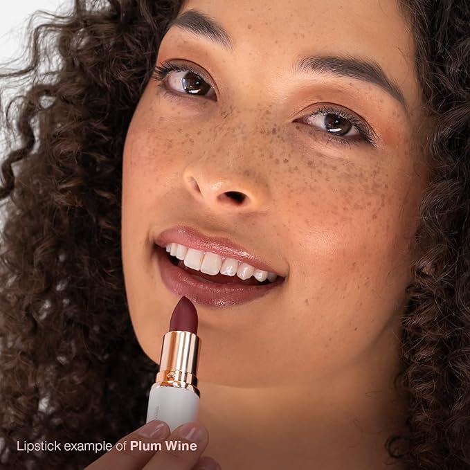 Mineral Fusion Long-Lasting Lipstick, Vivid & Smudge-Free Lip Color with Avocado Oil, Cocoa Seed Butter, Free of FD&C Dyes, Paraben and Gluten, Plum Wine