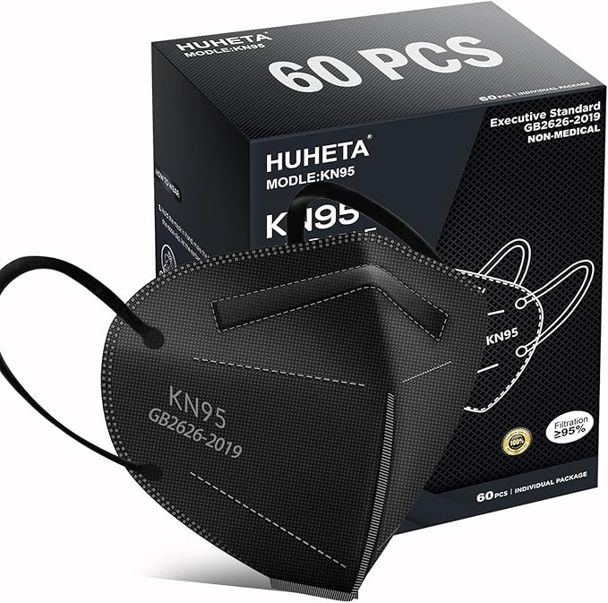 HUHETA KN95 Mask, 5 Ply Protective Dispoasable Masks Filter Efficiency≥95%