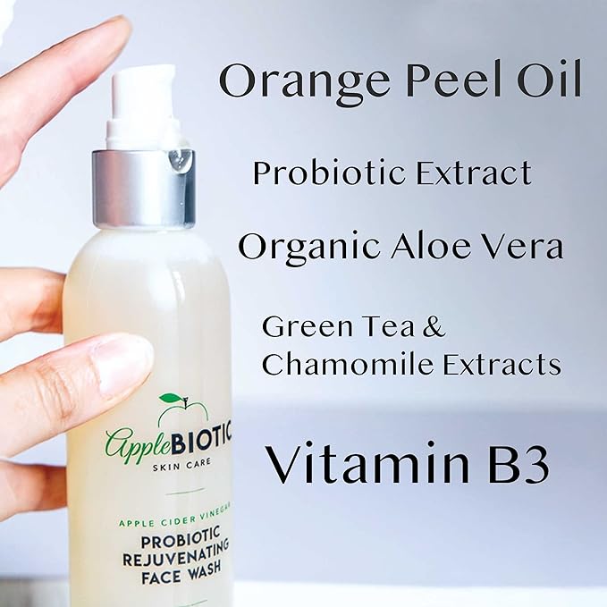 Apple Cider Vinegar Natural Face Wash 3 PK: Exfoliating Gel Foaming Facial Cleanser For Men, Women and All Skin Types. Cleanses Oily Skin, Calms Acne Breakouts and Removes Makeup