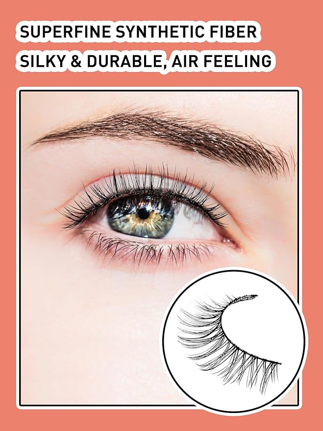 Lashes Wispy Eyelashes False Eyelashes 10MM Short Lash Thin Band Strip Lashes Natural Lashes 3D Volume Eyelashes Soft False Lashes 7 Pair Siligli