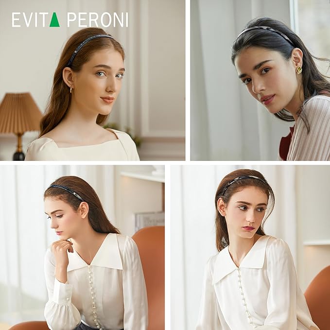 EVITA PERONI Hair Bands - Comfortable Thin Eyewear Headbands, No Pressure or Headache, Non-Slip Design for Women's Fashion - Mixed Black