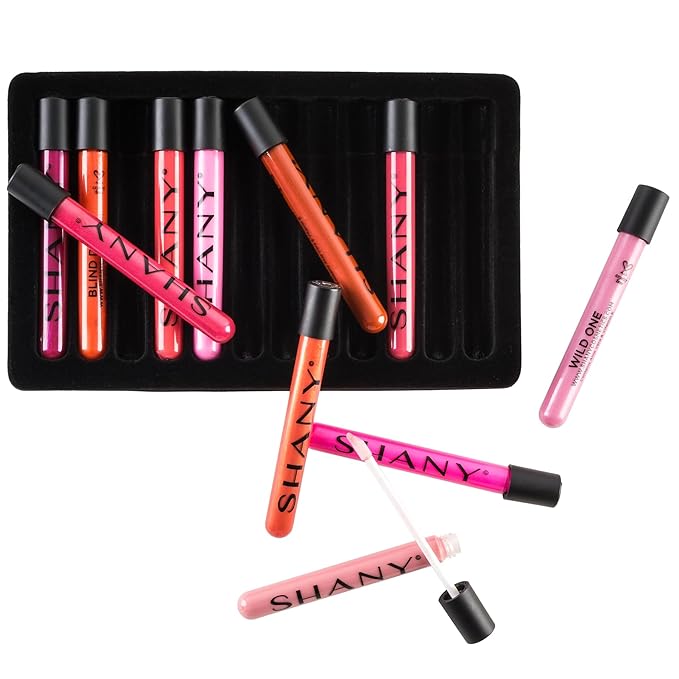 SHANY Lip Gloss Makeup Set, 12 Piece Professional Lip Color Collection with Shimmer and Pearl Finishes, Enriched with Aloe Vera and Vitamin E, Long Lasting Glossy and Moisturizing Lip Luminizer - Gift