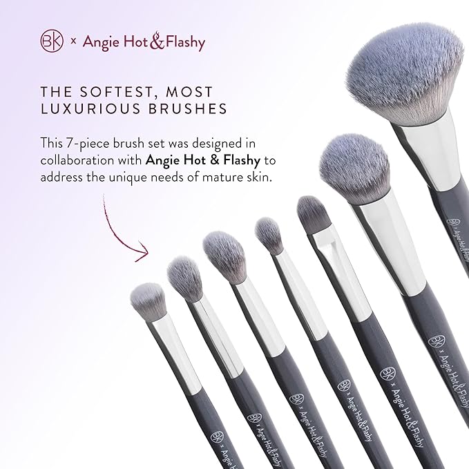 BK BEAUTY BRUSHES - ANGIE HOT & FLASHY Brush Set (7PC) - Viral Under-Eye Concealer, Eye Shadow, | Bronzer, Blush & Highlighter Makeup Brushes