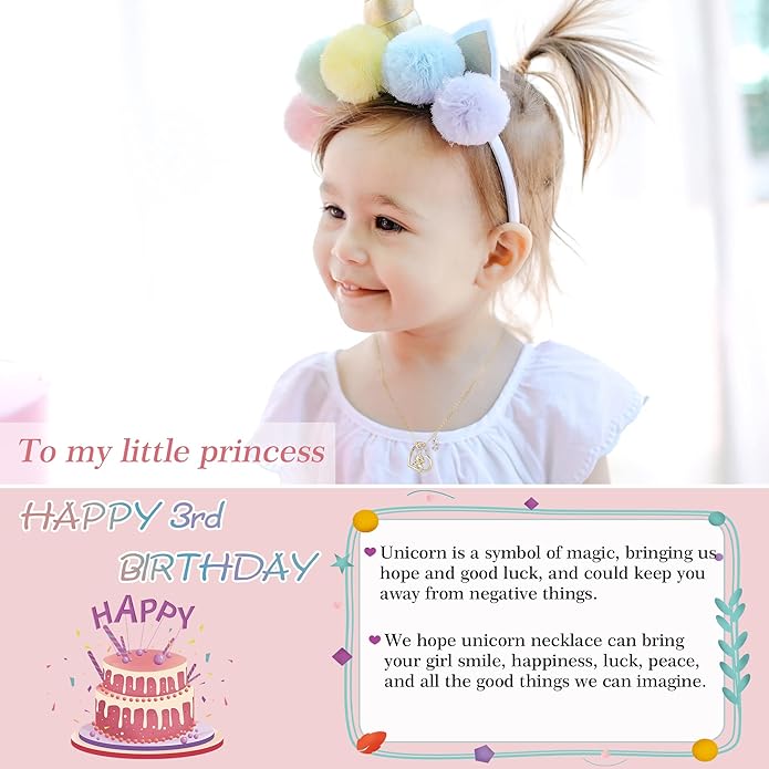 Hidepoo Birthday Unicorns Gifts for Girls - Unicorn Necklace Birthday Gift for 3-16 Year Old Girl Colorful CZ Heart Pendant Unicorn Necklace for Girls Gifts Jewelry