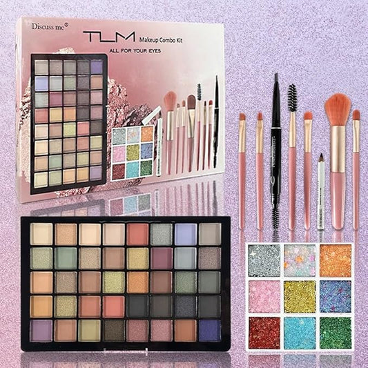 All in One Makeup Kit for Women Full Kit，Make Up Gift Set for Women with 40 Colors Eyeshadow Palette Brush Set&Brow Powder