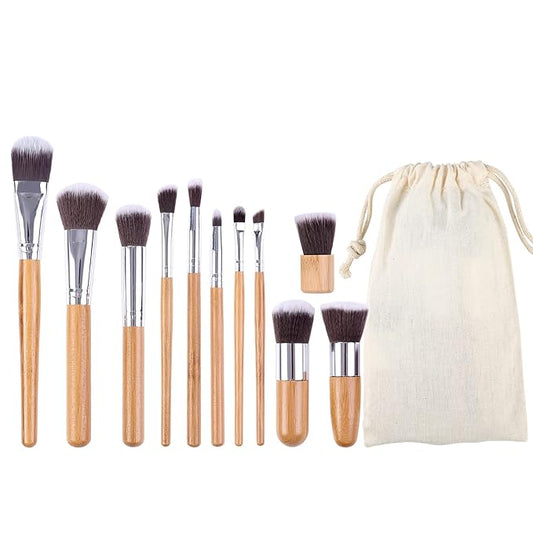 Makeup Brushes With Bag 11PCs Professional Makeup Brush Set，Premium Synthetic Foundation Concealer Powder Blush Eyeshadow Eyebrow Blending Travel Make Up Brushes(11 pcs)