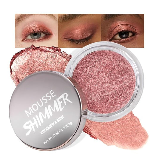 Rose Brown Mousse Mousse Shimmer Monochrome Eyeshadow, Neutral Matte Cream Monochrome Eye Shadow Pallette, Long-Lasting Waterproof Blendable sombras para ojos, Mini Eyeshadow(04#, Pack of 1)